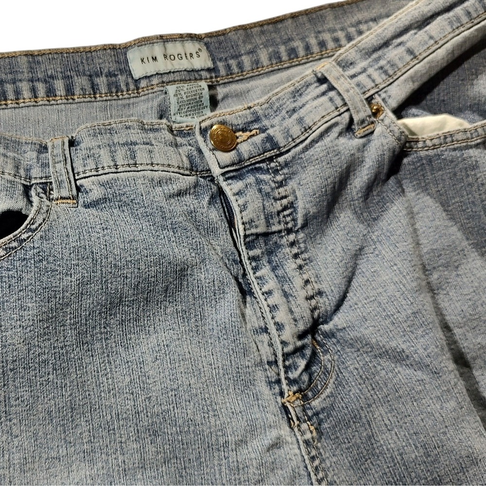 Kim Rogers Denim Capris Embroidered Back Pockets Five Pocket Jeans Womens 16
